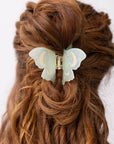 Light Green Acetate Lunar Moth Hair Claw with Crescent Moons