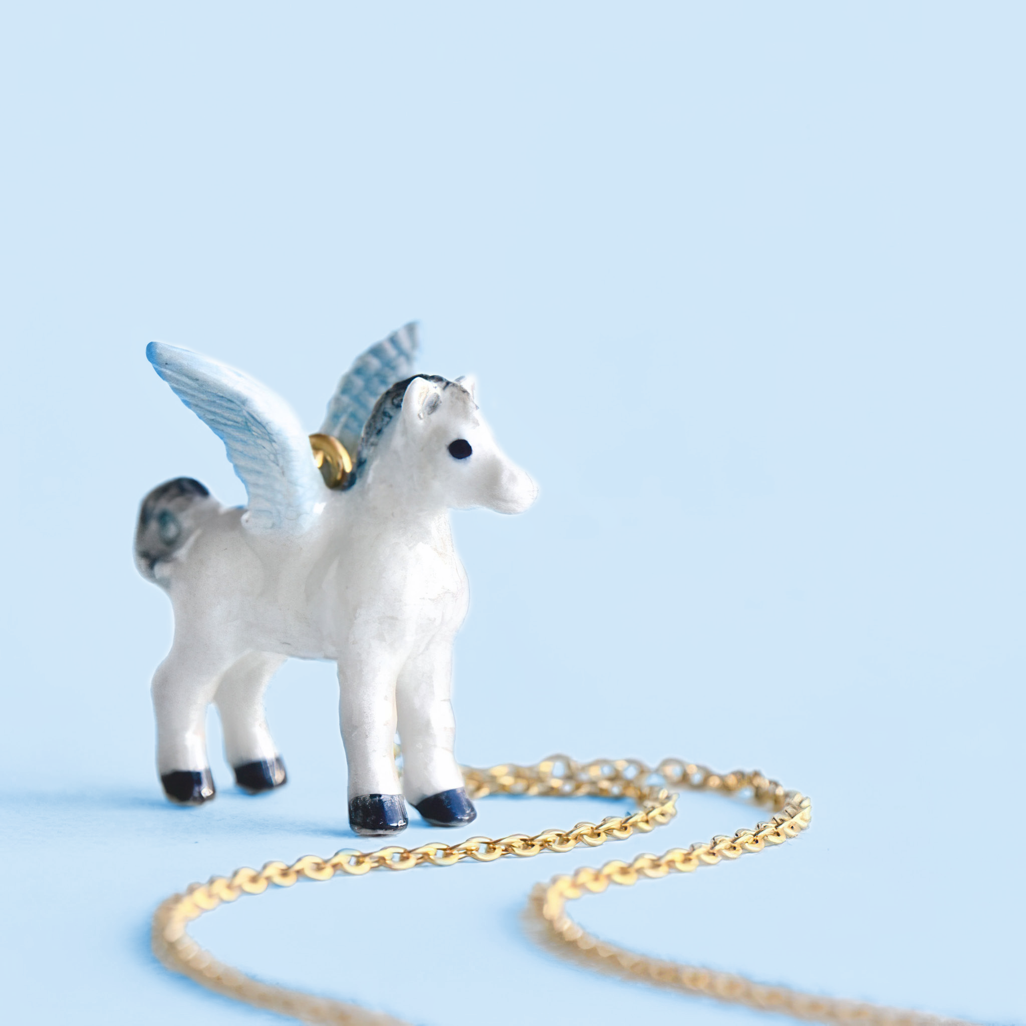 Pegasus Necklace - hand painted porcelain