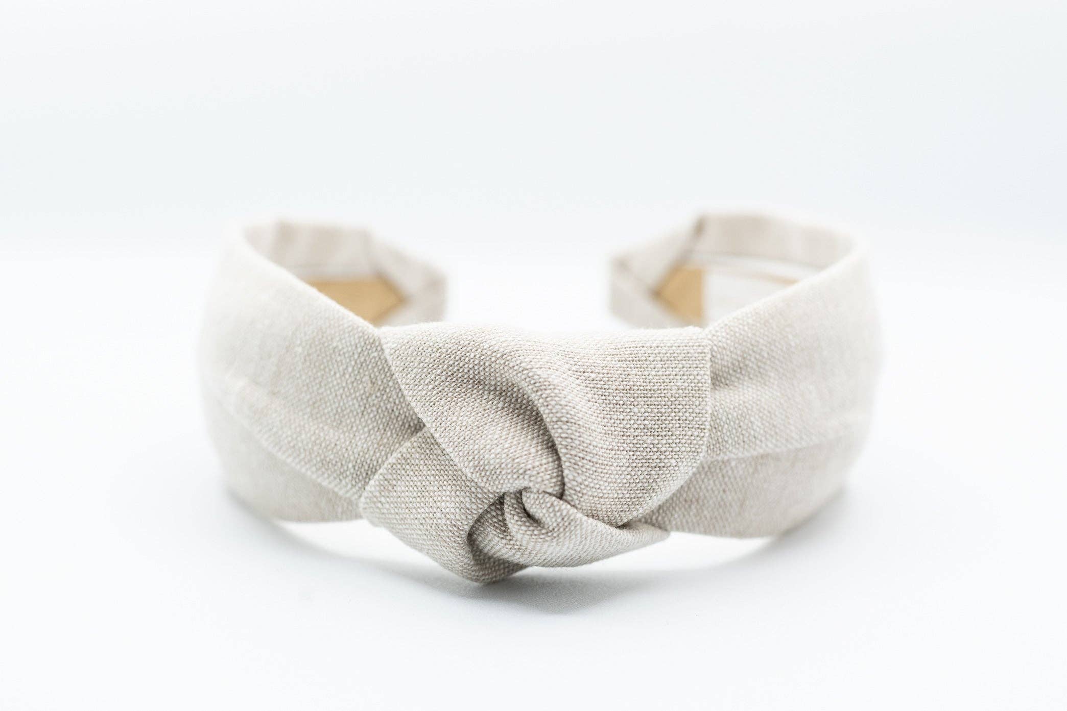 Neutral Solid Linen Blend Knotted Headband | Flax | Khaki
