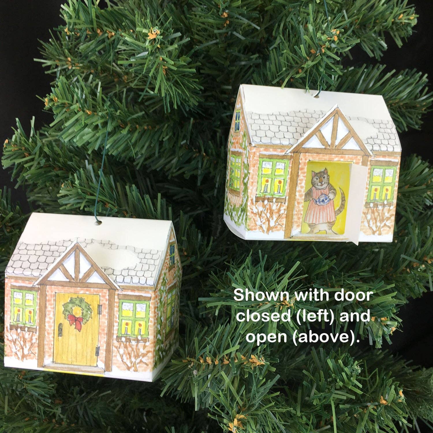 Cat's Cottage Christmas Ornament