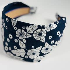 Top Knot Headband Floral Scatter - Navy