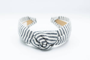 Striped Knot Headband for Spring Summer | Indigo Blue White