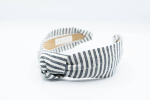 Striped Knot Headband for Spring Summer | Indigo Blue White