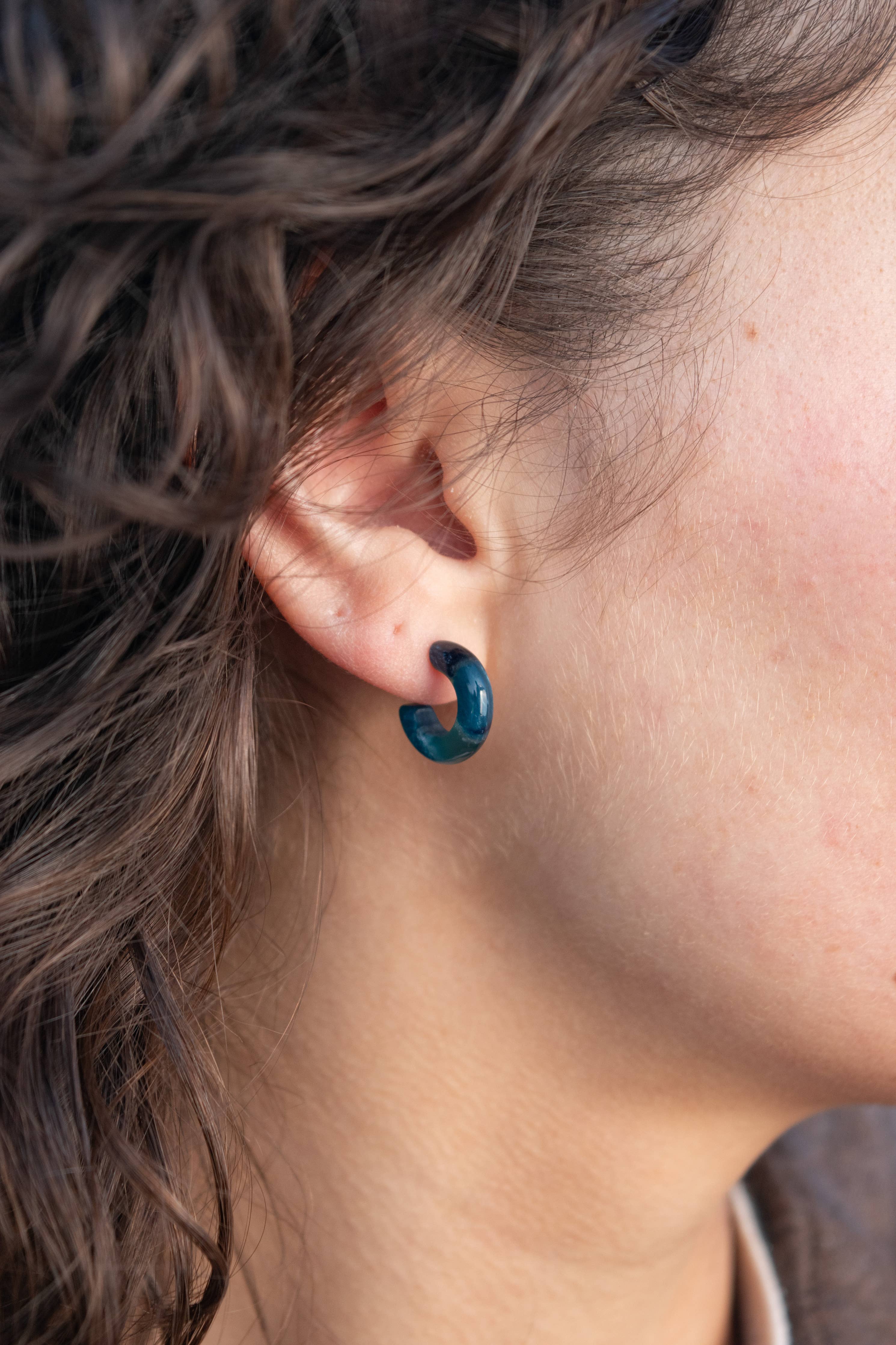 Huggie Hoops Collection | Small Tiny Minimalist Resin Hoops