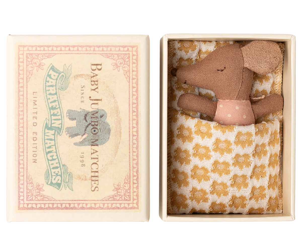 Sleepy Wakey Baby Mouse in Box - Rose
