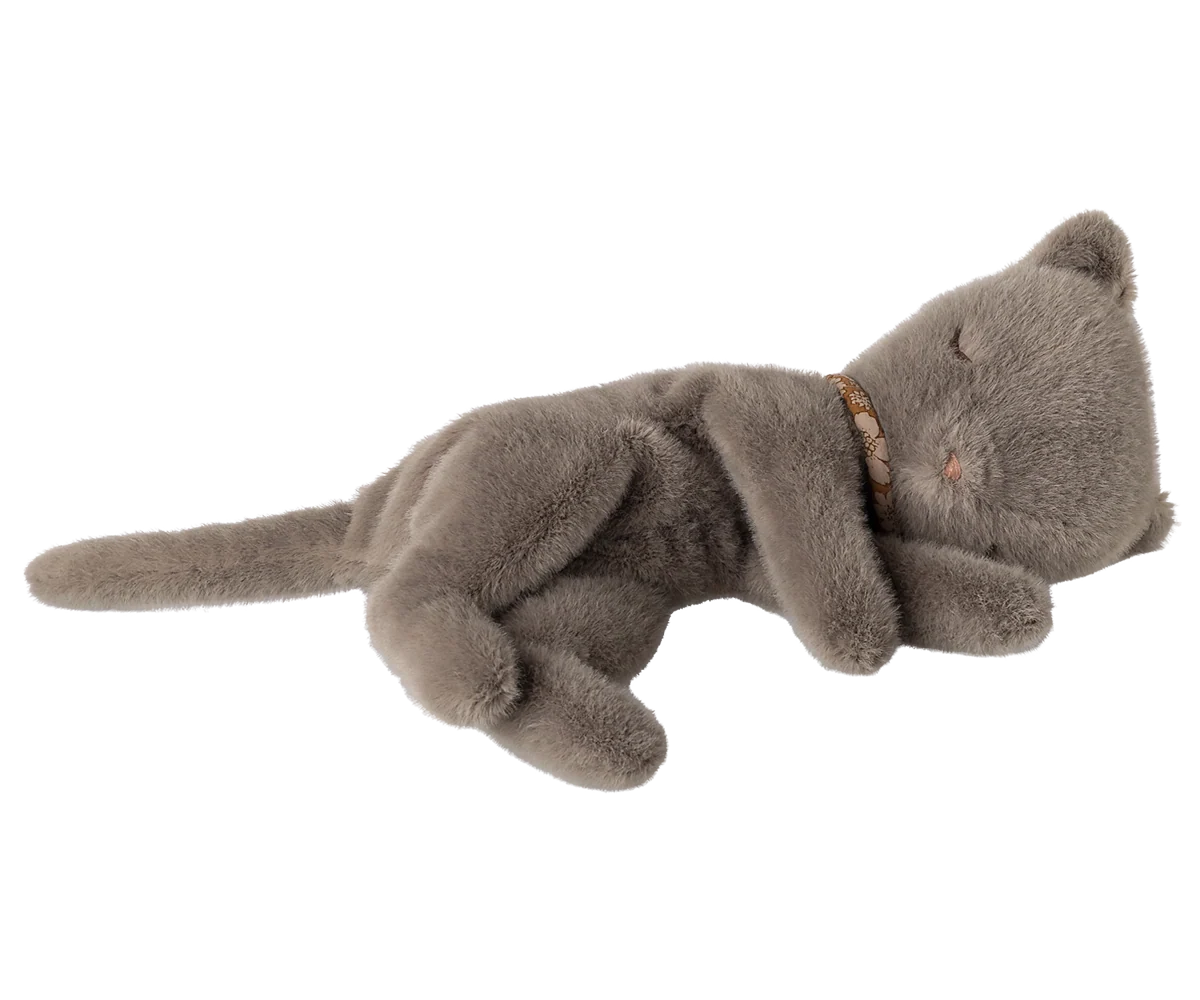 Small Sleeping Plush Kitten - Grey