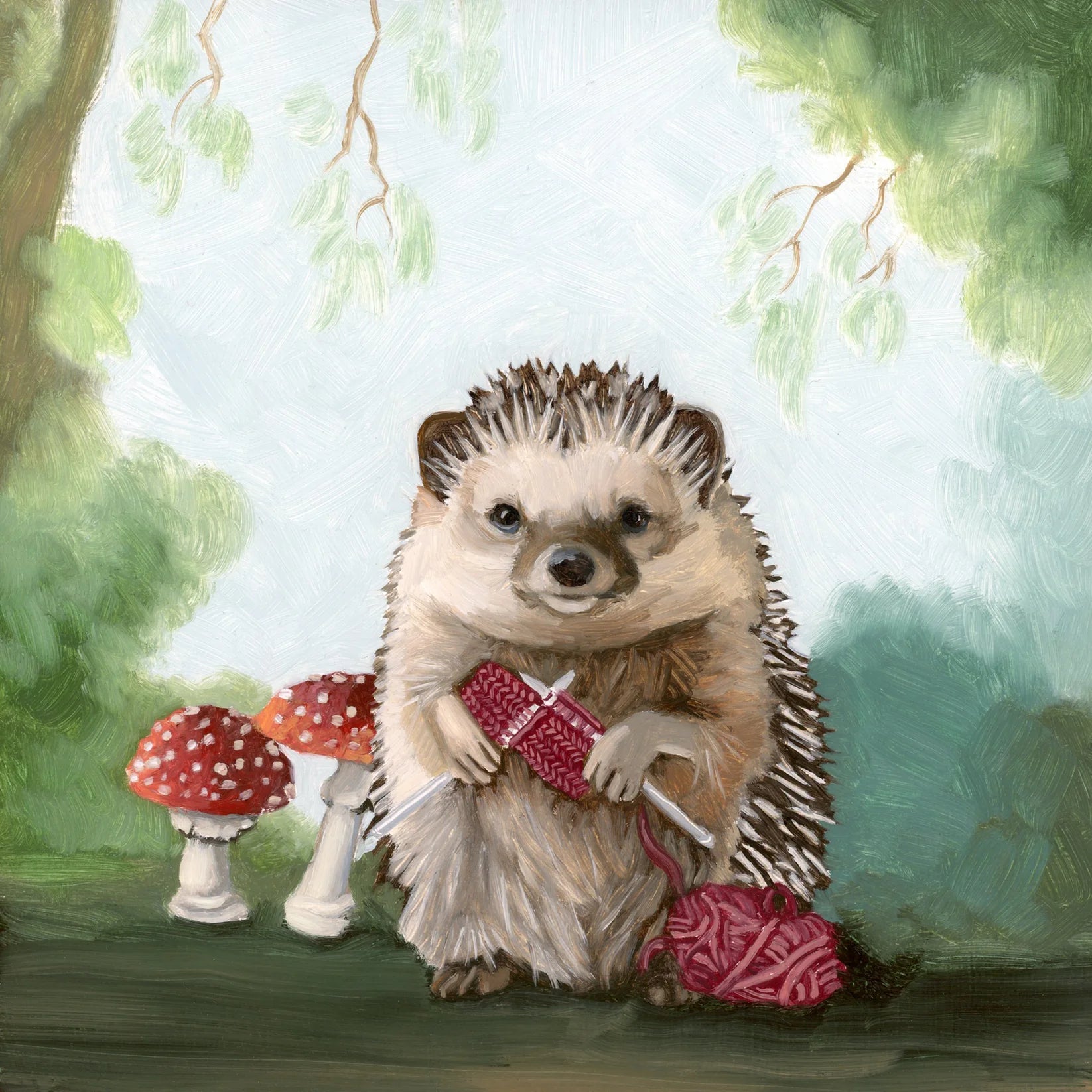 Hedgehog Knitting Art Print - Kim Ferreira, Joie de Vivre