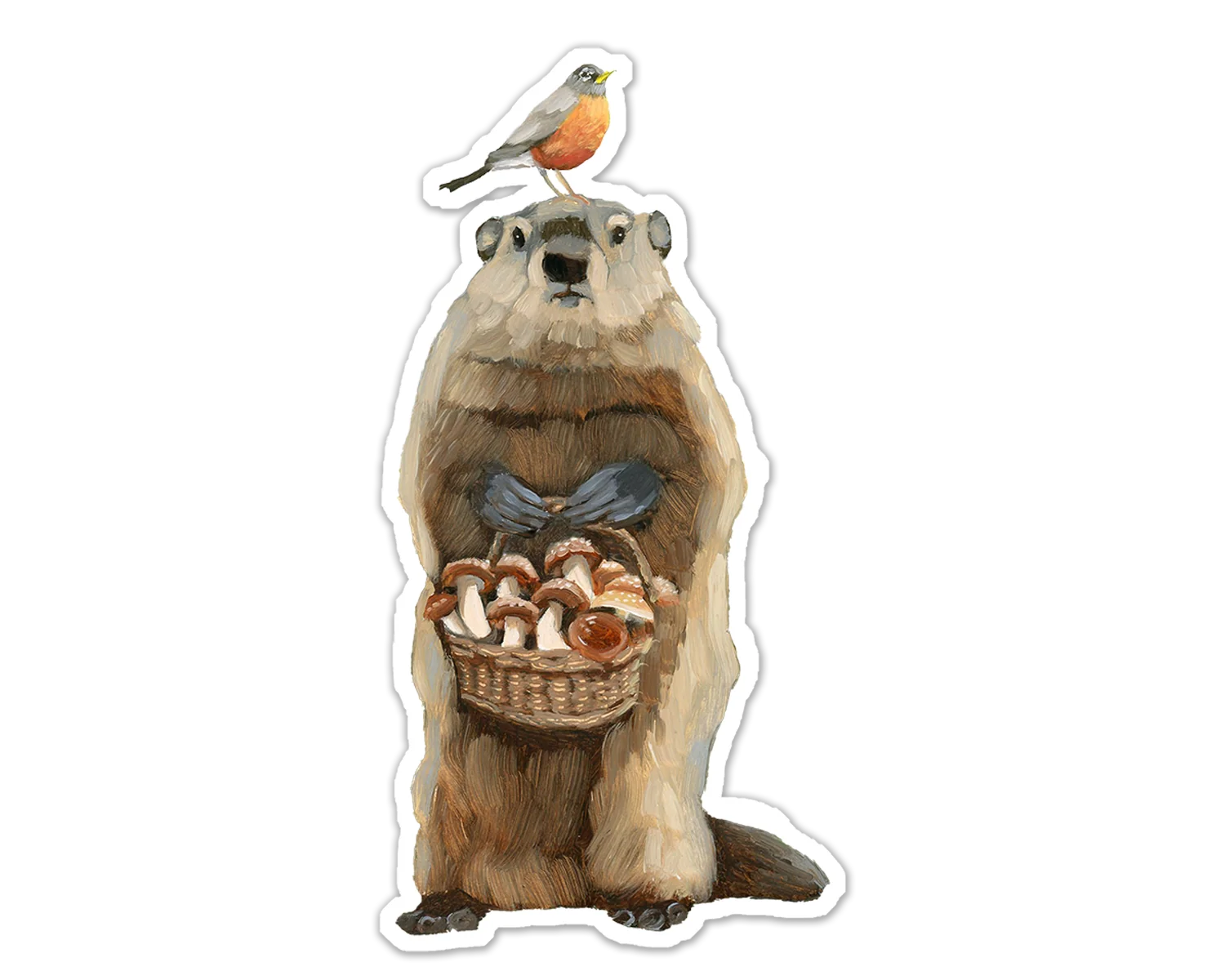 Groundhog with Mushrooms Sticker - Kim Ferreira, Joie de Vivre