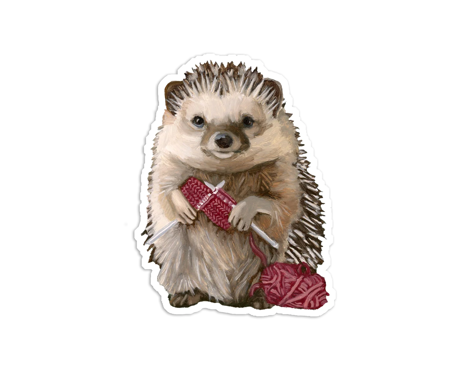 Hedgehog Knitting Sticker - Kim Ferreira, Joie de Vivre