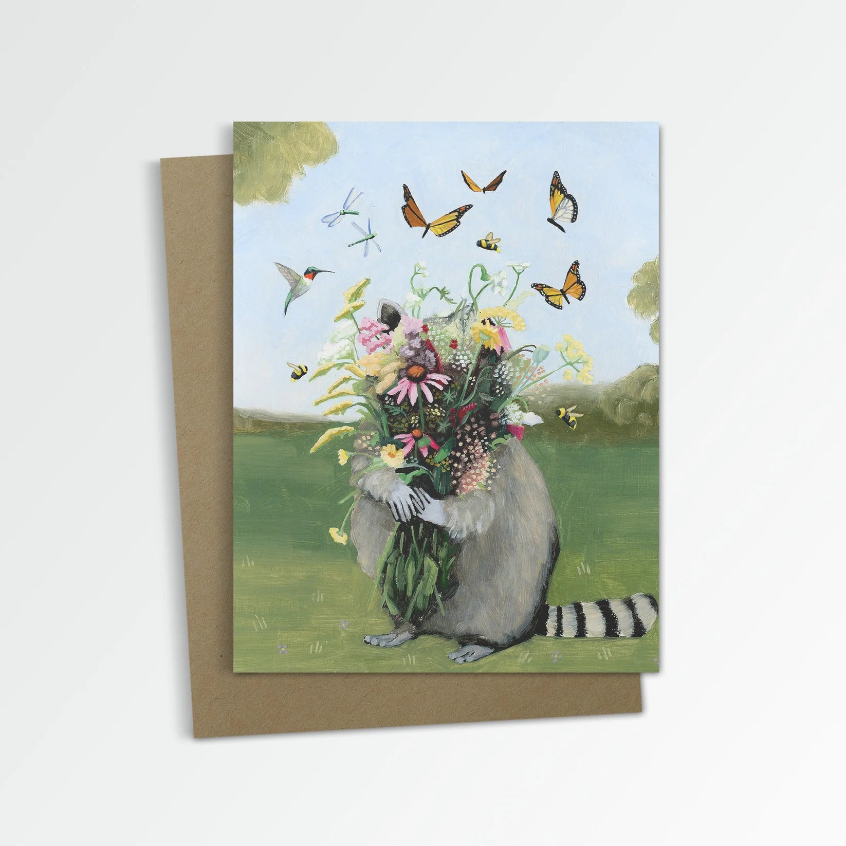 Raccoon with Wildflowers Note Card - Kim Ferreira, Joie de Vivre