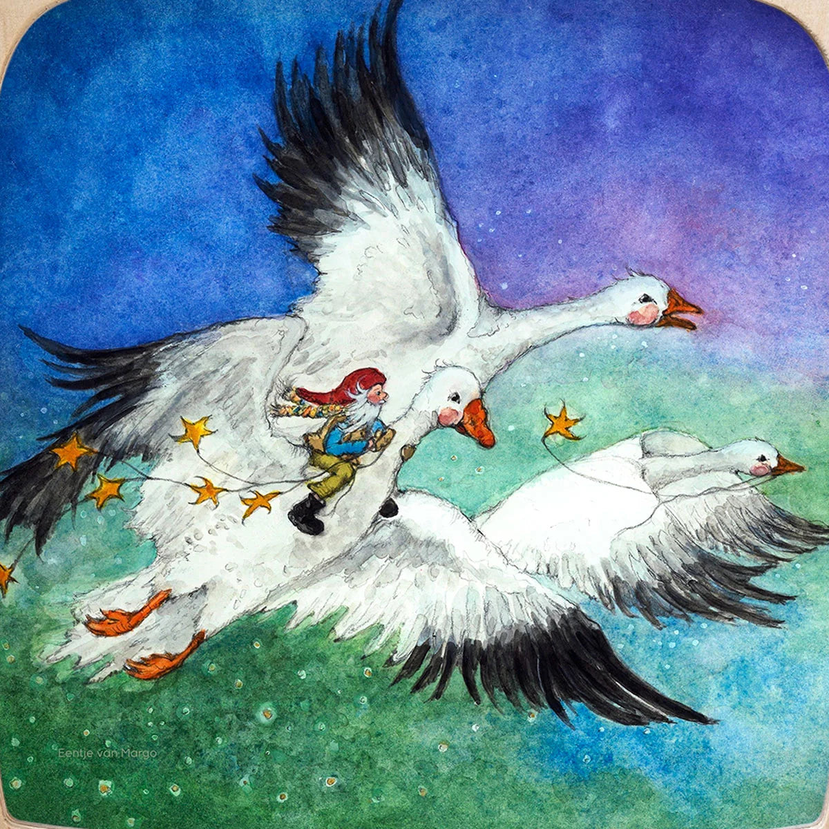 Eentje Van Margo Silhouette - George and the Snow Geese - Toverlux lamp/frame artwork