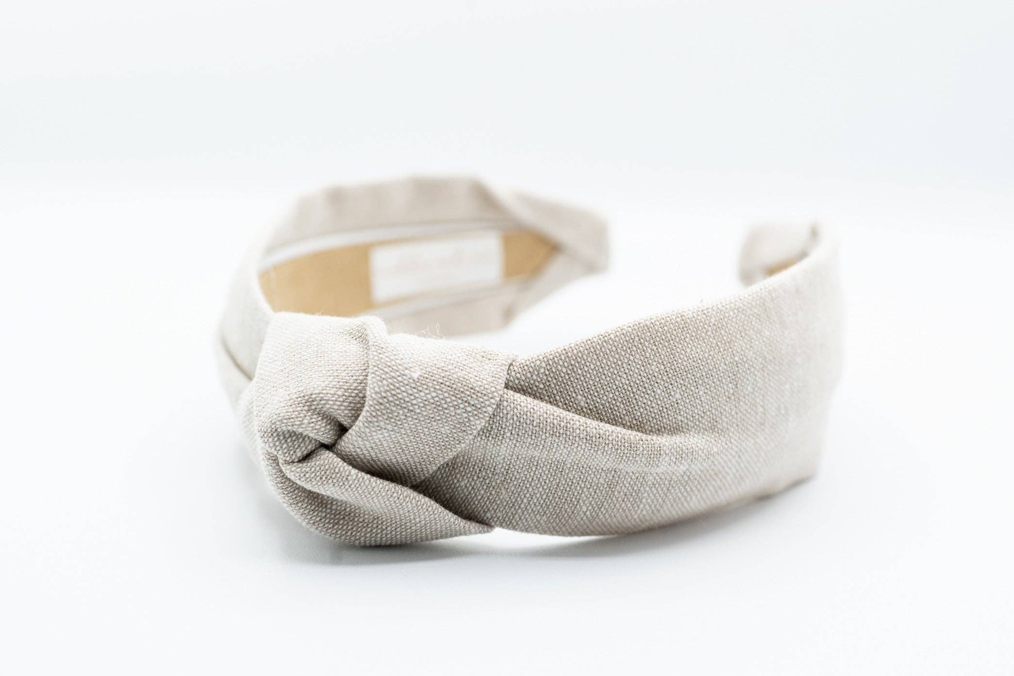 Neutral Solid Linen Blend Knotted Headband | Flax | Khaki