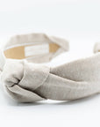 Neutral Solid Linen Blend Knotted Headband | Flax | Khaki
