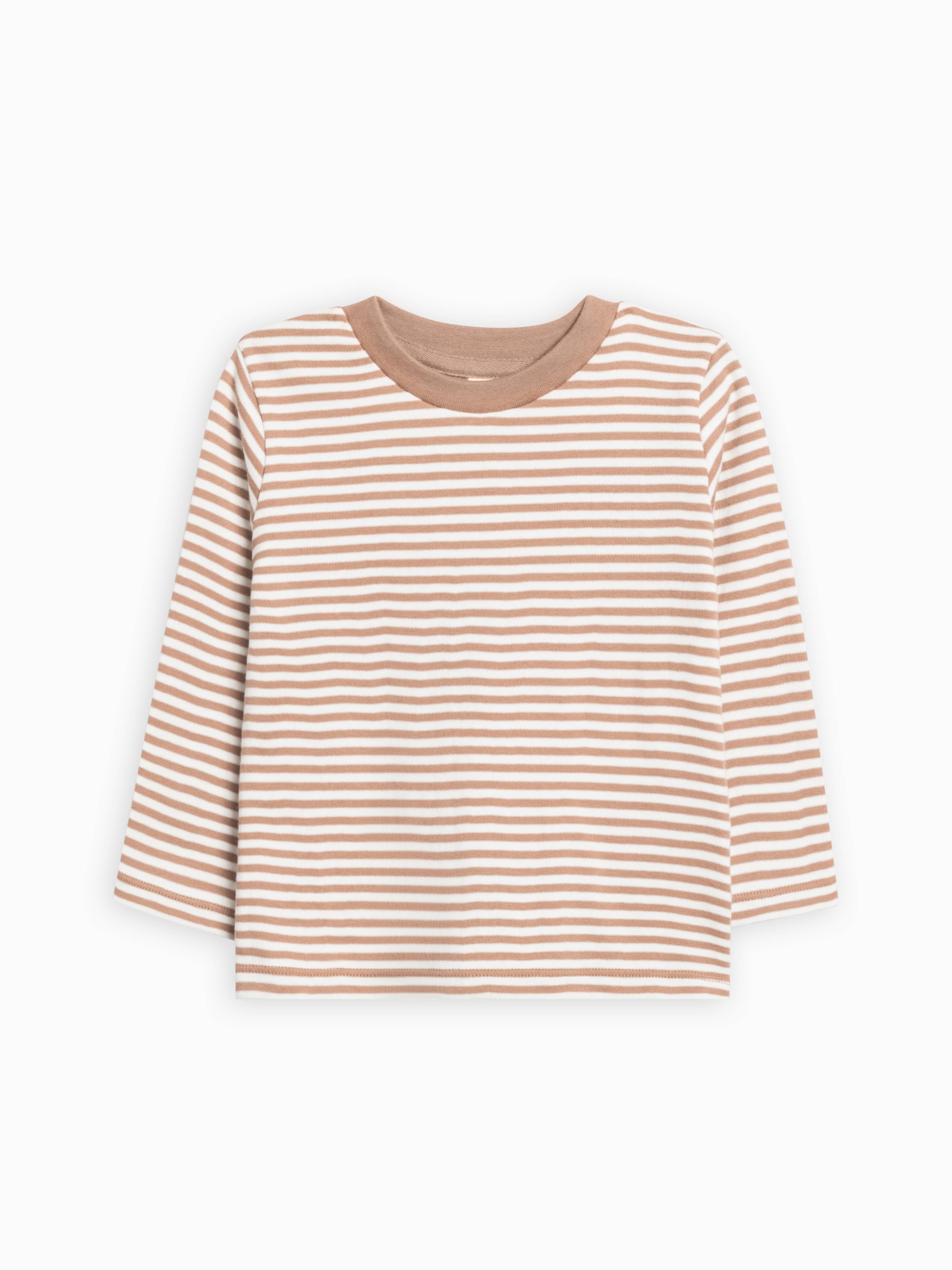 Organic Kids Turk Long Sleeve Crew - Truffle Stripe