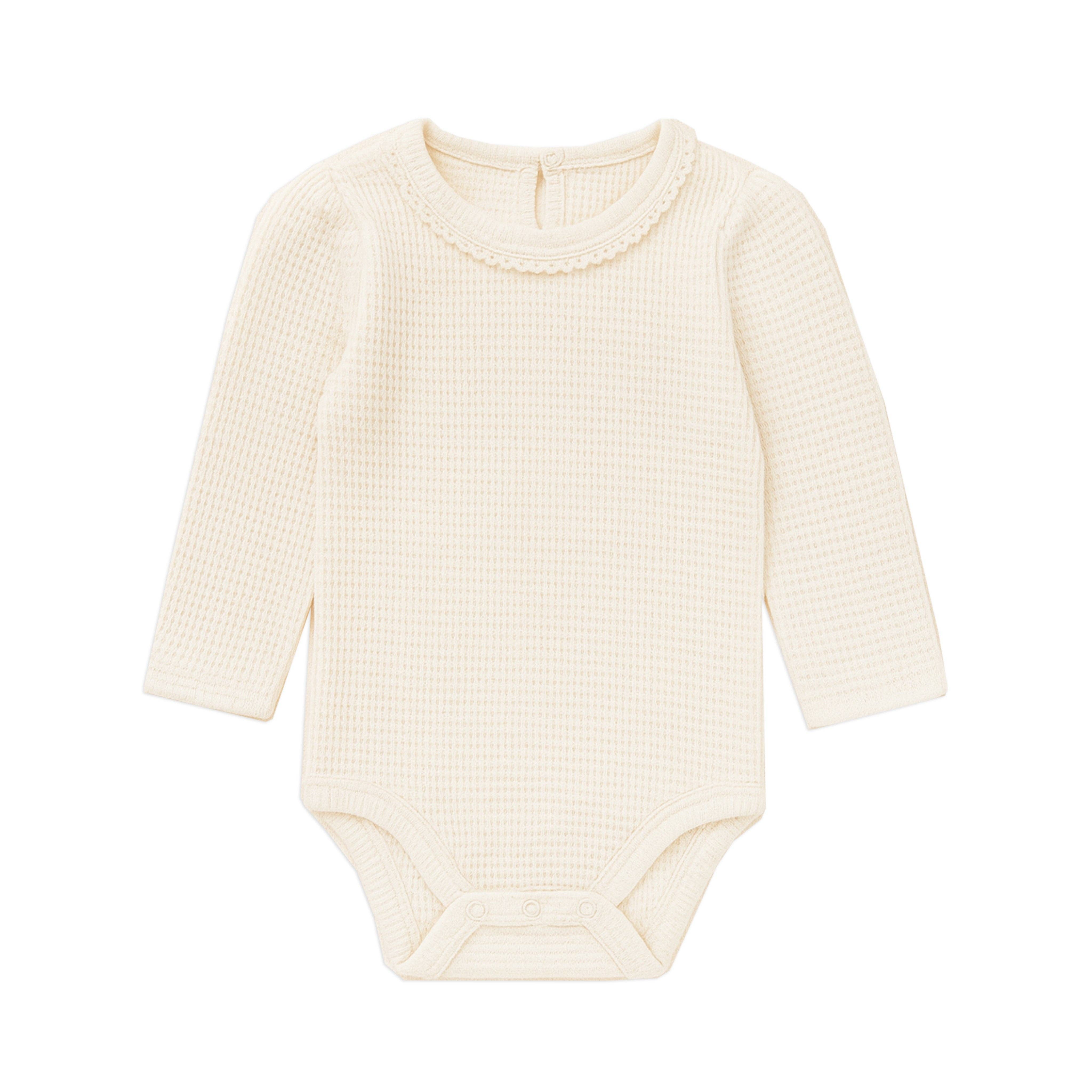 Langley Waffle Knit Lace Neckline Bodysuit