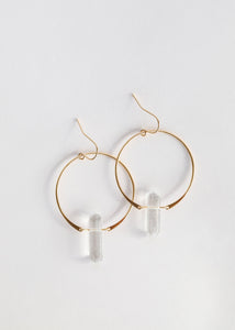 Hoops - Clear Quartz - Gold Earrings