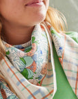 Scarf Printed With Indian Flowers Magic Garden Green