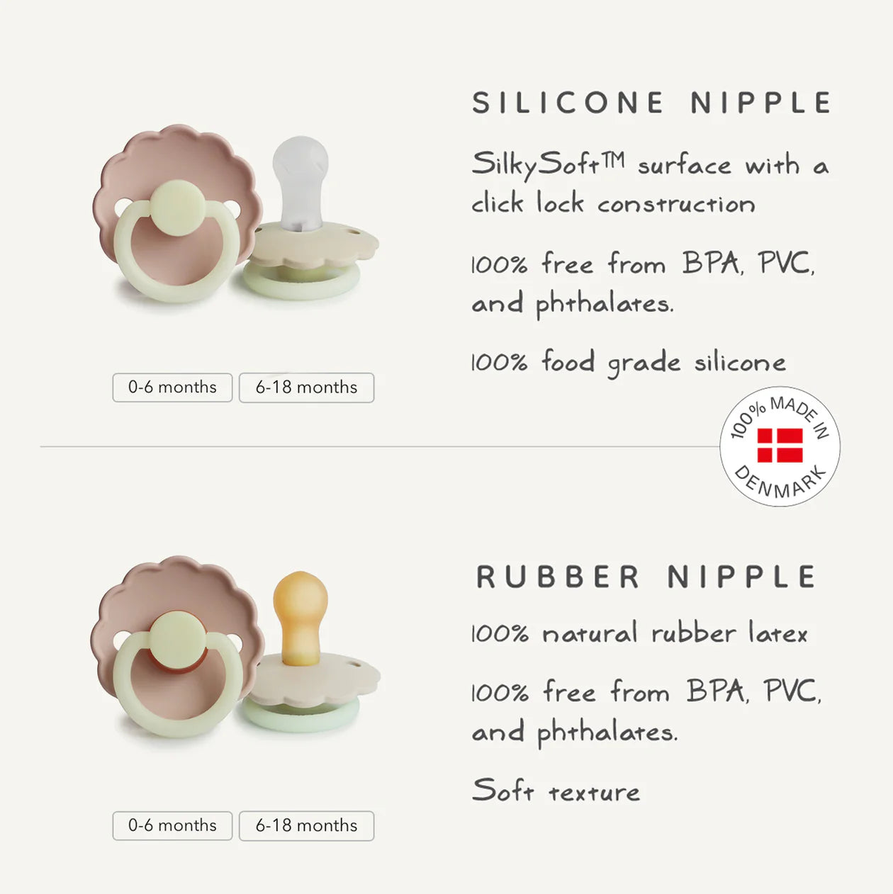 FRIGG Daisy Night Natural Rubber Pacifier 2-pack