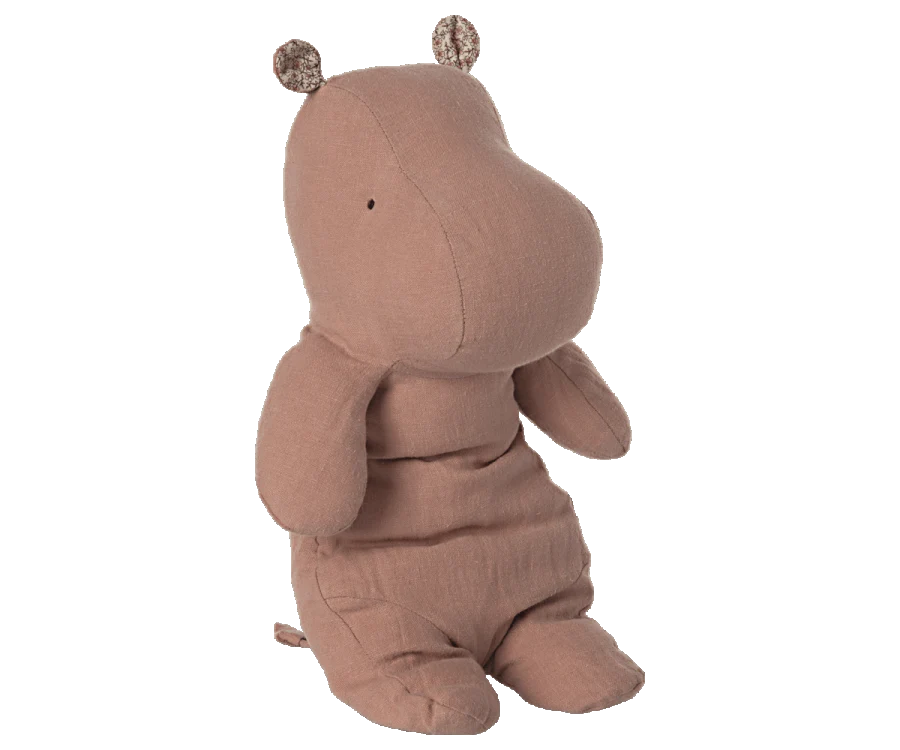 Medium Hippo - Old Rose Linen Soft Toy