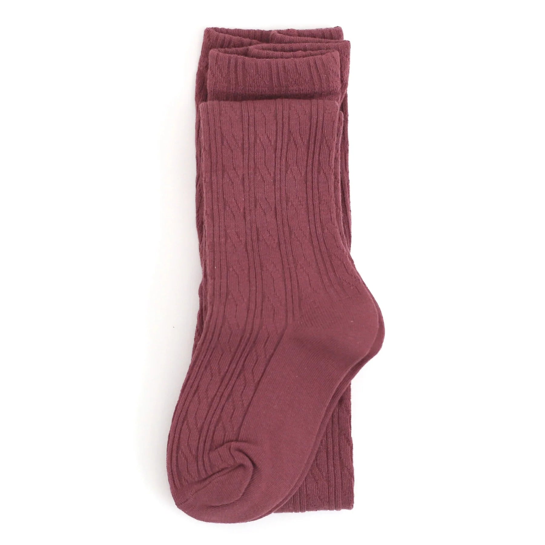 Cable Knit Tights  - Mulberry