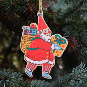 Santa Wooden Ornament - Phoebe Wahl