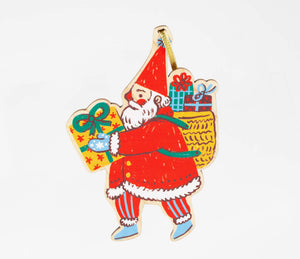 Santa Wooden Ornament - Phoebe Wahl