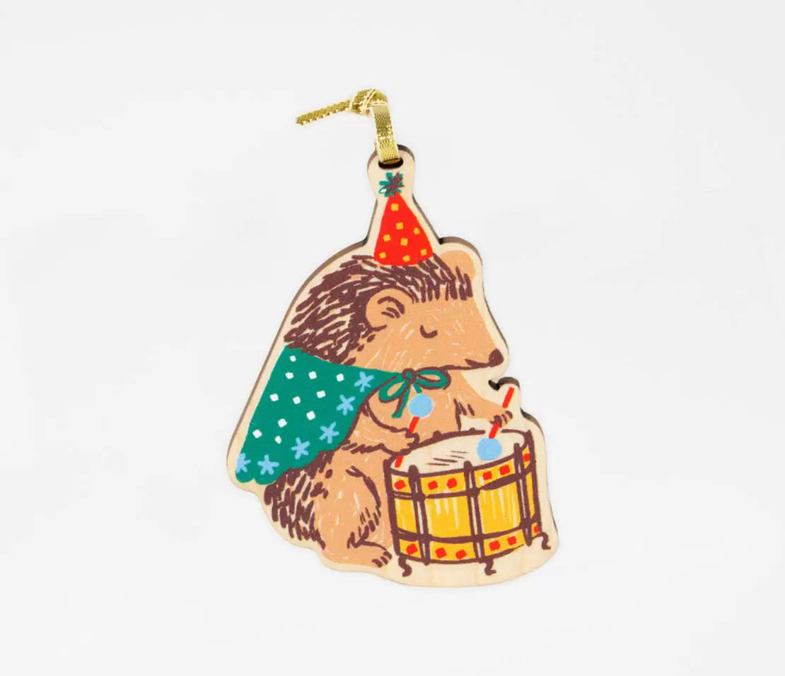 Hedgehog  Wooden Ornament - Phoebe Wahl