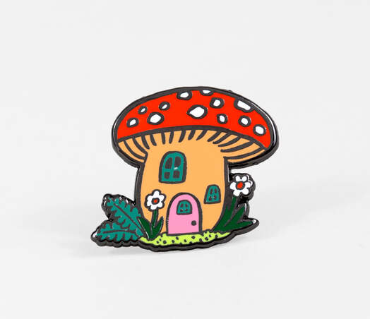 Mushroom Cottage Enamel Pin - Phoebe Wahl