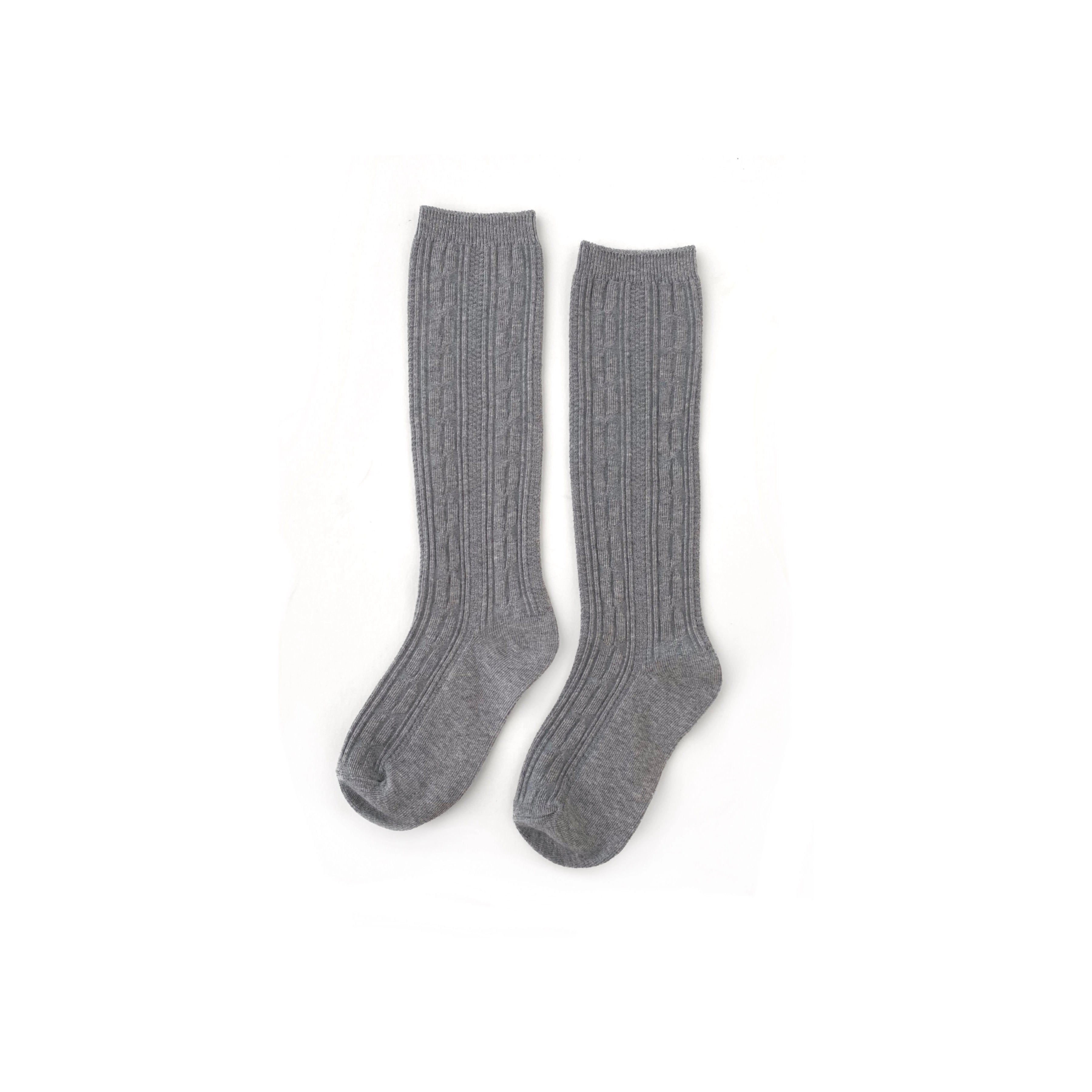 Cable Knit Knee Socks - Grey