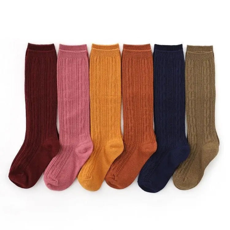 Cable Knit Knee Socks - Olive