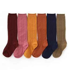 Cable Knit Knee Socks - Sugared Almond