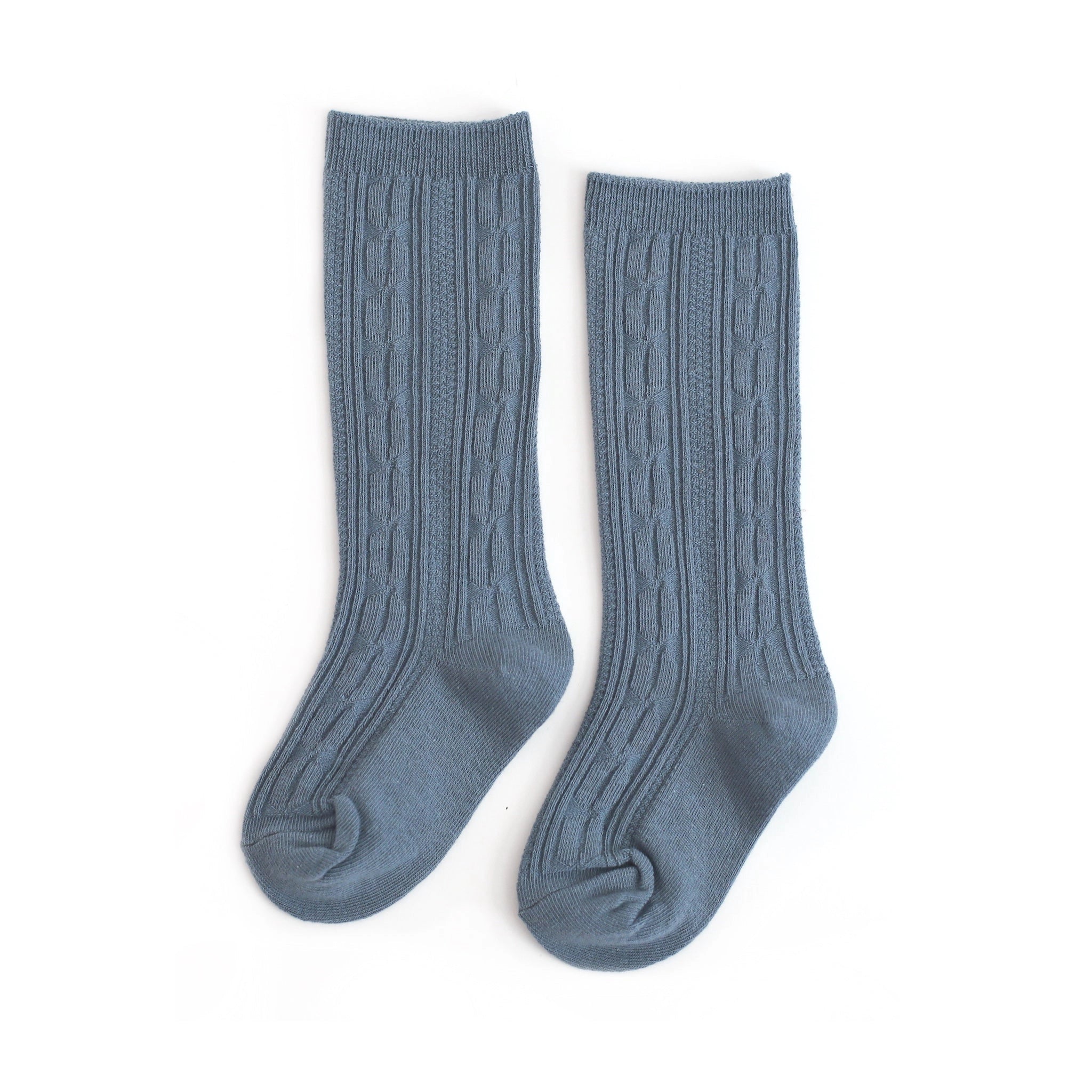 Cable Knit Knee Socks - Denim Heather