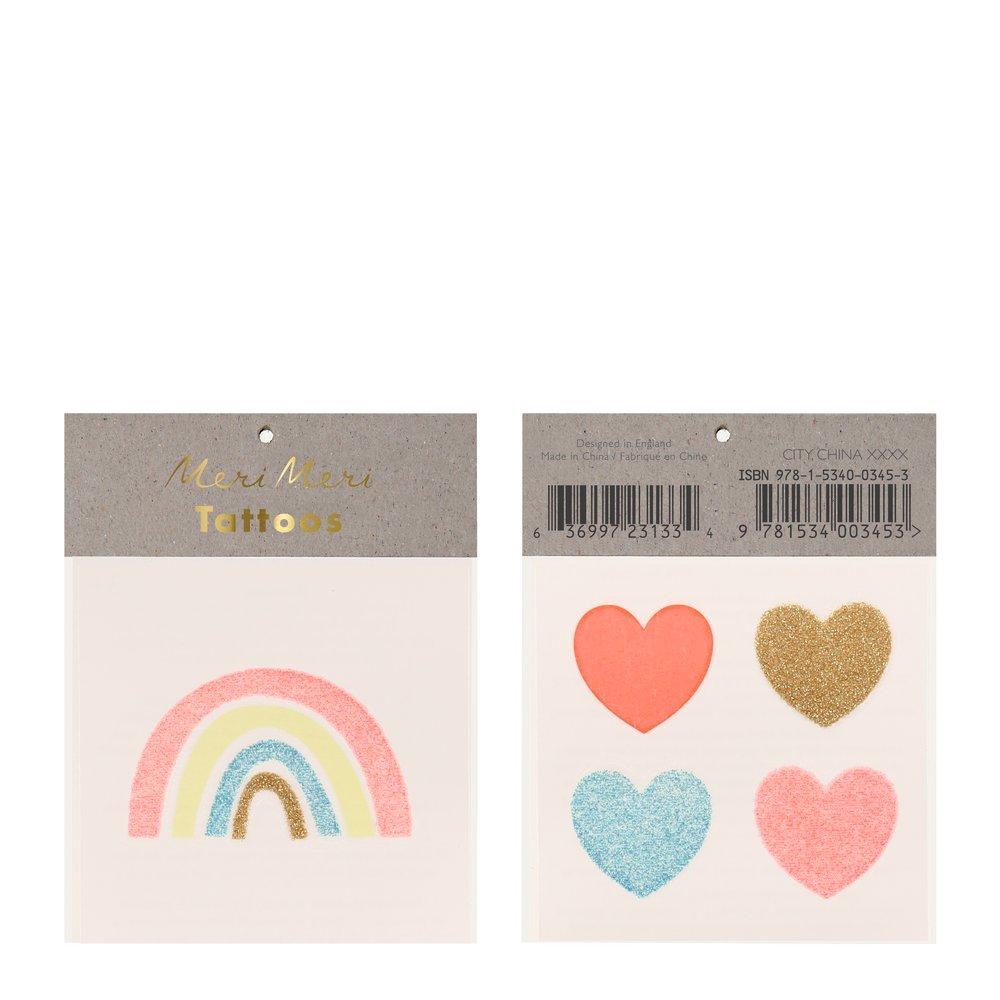 Rainbow & Heart Glitter Tattoos