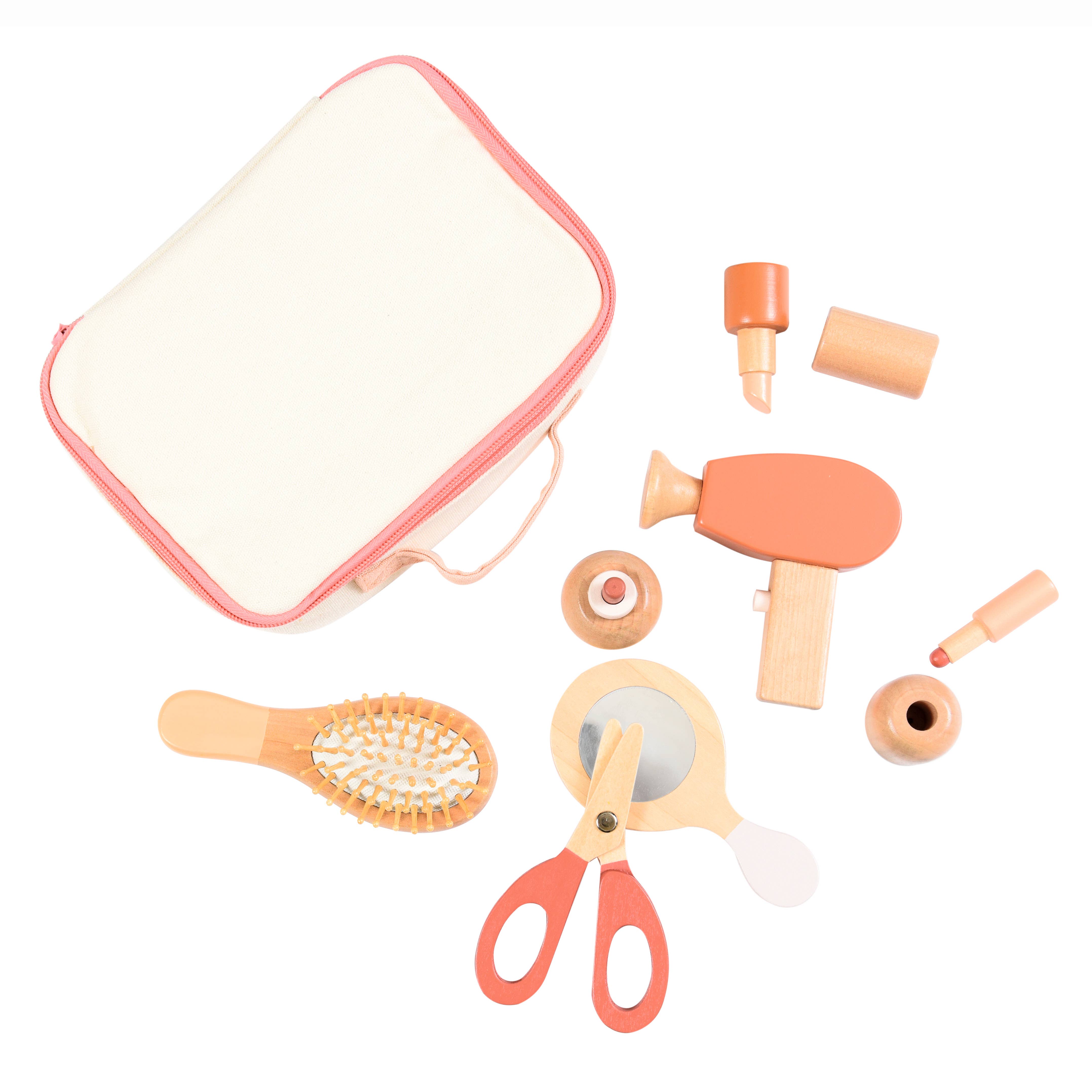Beauty Kit In A Fabric Case - wooden play set
