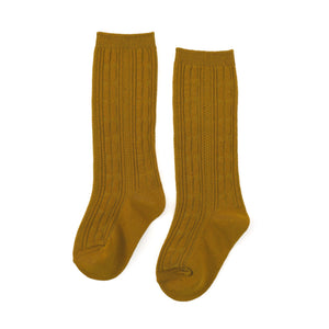 Cable Knit Knee Socks - Bronze