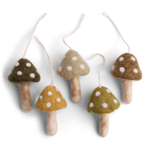 Green Tone Mushroom Ornaments - 5 colors