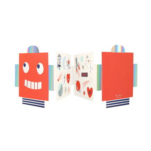 Robot Concertina Valentines Cards & Stickers Set