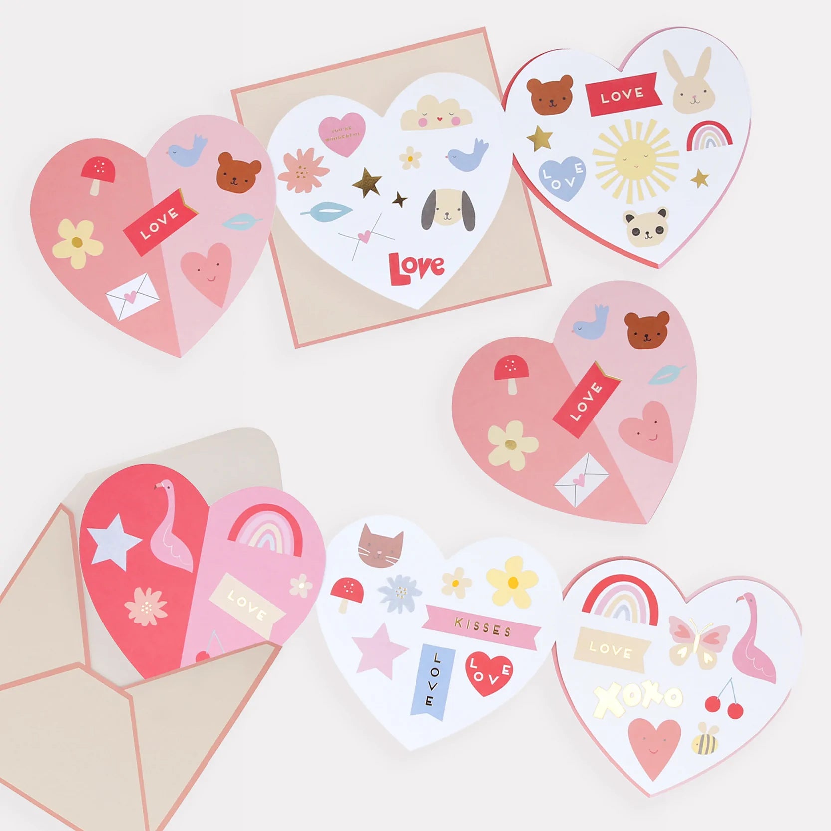 Heart Concertina Valentines Cards & Stickers Set