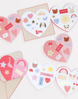 Heart Concertina Valentines Cards & Stickers Set
