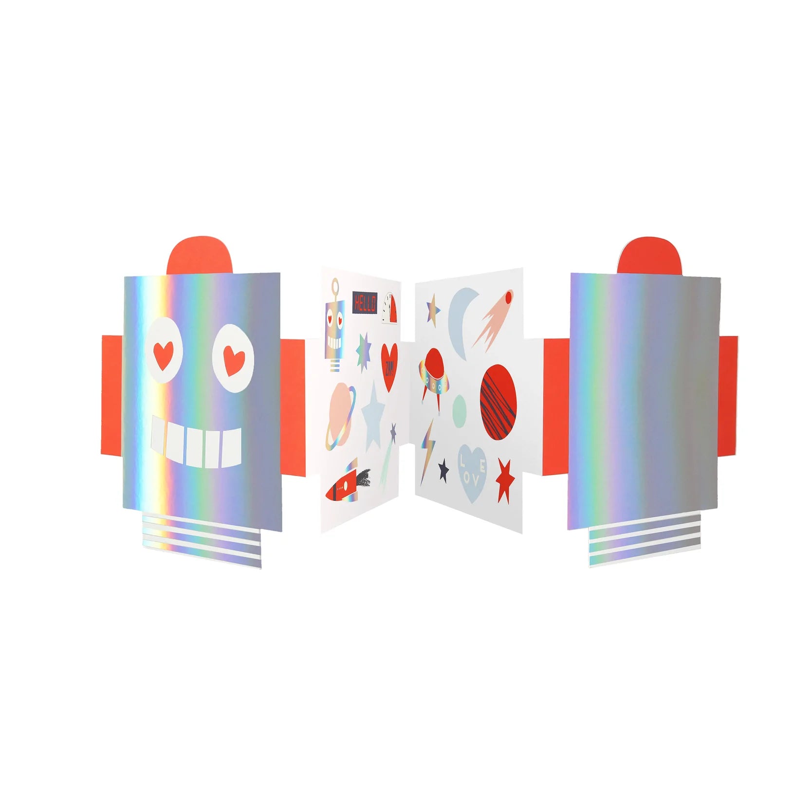 Robot Concertina Valentines Cards & Stickers Set