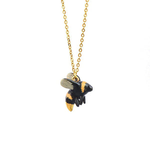 Midas Bee  - hand painted porcelain necklace