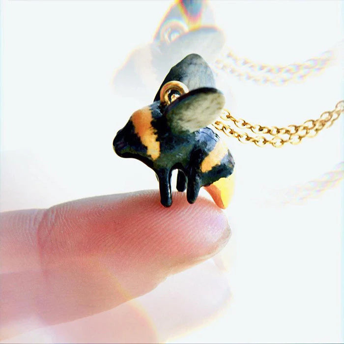 Midas Bee  - hand painted porcelain necklace